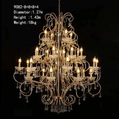 European Style Duplex Hollow Hall Spiral Staircase Stainless Steel Crystal Chandelier Wedding Hall Lustre