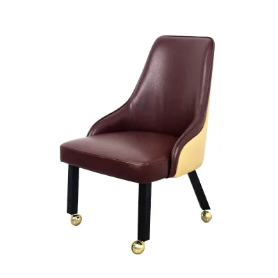 YH High Quality Brown Color Swivel Casino Poker Chair Metal Mobile Wheels Gaming Leather Chairs for Gambling