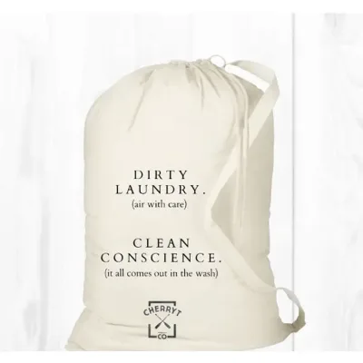 Commercial or Home Washable Large Natural Canvas Heavy Duty Cotton Laundry Bag Drawstring Closure for Home