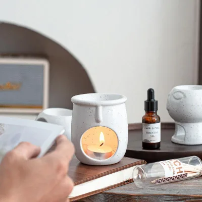 Modern Ceramic Home Decoration Gift Craft Candle Container Matte Frosted Unique Empty Candle Jars Holder