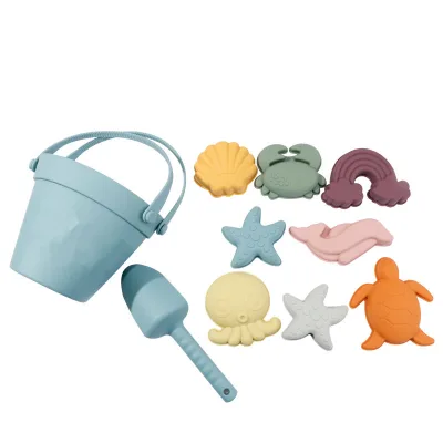 Fubon Flat Beach Bucket  Ocean Animal Silicone Beach Toys for Sand Snow Outdoor Kids Beach Play Tools Sea Molds