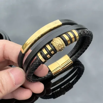 BMZ 2026 Braided Stainless Leather Bracelet with Good Quality Creative Charms