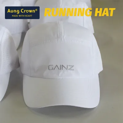 Wholesale OEM Cheap Custom 5 Panel Unisex Curved Brim Camp Caps Laser Cut Hole High Performance Quick Dry Sport Running Hat
