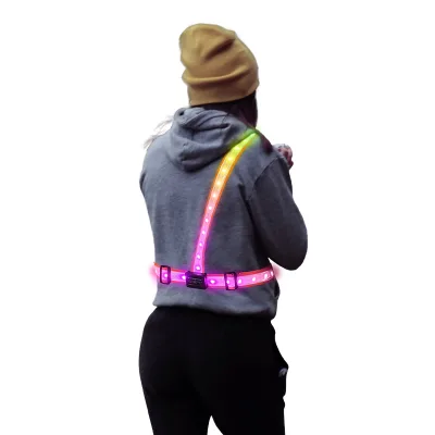 Factory Wholesale Smartphone APP Control LED T-shaped Sport Vest for Running Climbing Cycling on Outdoors at Night