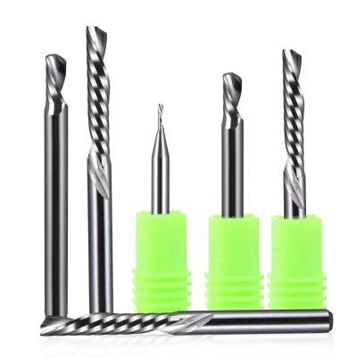 HOZLY Down Cut Carbide Flute End Mill Wood Milling Cutter 3.175mm Single Flute Down Cut Milling Cutter for Woodworking