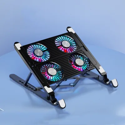 Hot Selling Laptop Radiator Bracket Folding Storage Air-cooled Cooling Base With Four Fan