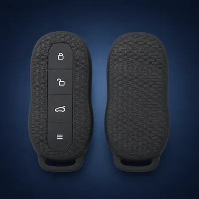 Silicone Key Fob Cover for Xiaomi SU7 SU7 Ultra 4Button Smart Key Shockproof 1.8mm Matte Black Honeycomb OEM ODM Factory MOQ 1PC