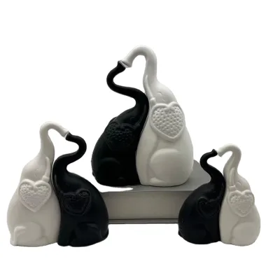 Loving Pair of Elephants Modern Ceramic Decoration Figure Elephant