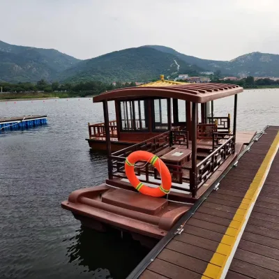 Commercial Plastic LLDPE Water Electric Leisure Fishing Pedal Boat Classic Antique PE Boat 4-5 Person Electric Pedal Paddle Boat