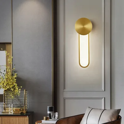 Simple Design Wall Mounted LED Dimmable Lights Modern Living Room Bedroom Hallway Interior Decorative Brass Wall Sconces