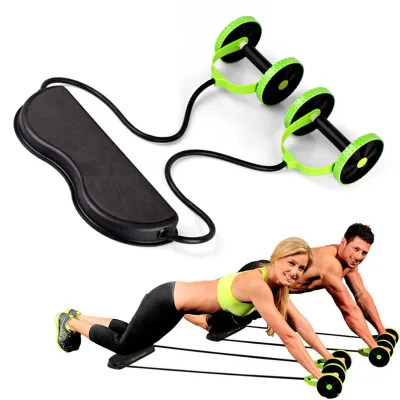Abdominal Muscle Wheel Indoor Multi-Function Mute Fitness Wheel Roller with Tension Rope for Home & Outdoor Fitness Equipment