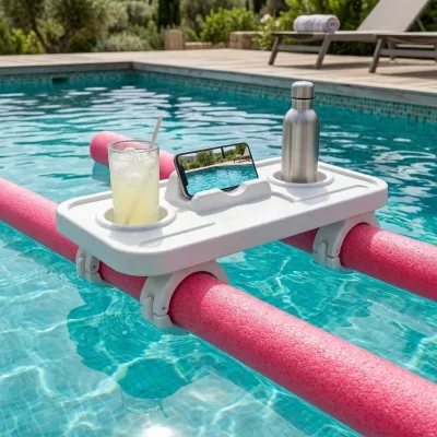 Custom Colors Sizes Available Pool Noodle Cup Holder Ultimate Pool Noodle Tray 3D Printed Floating Drink Holder with Phone Slot