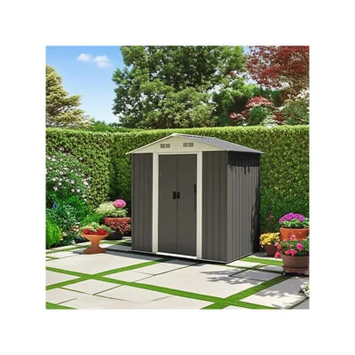 Waterproof Outdoor Bike Galvanised Sloped Roof Shed Frame Storage Steel Shed With Sheds For Tool Storage Use