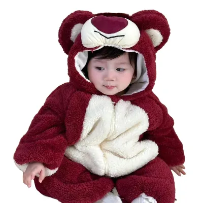 Wholesale Baby Warm Autumn and Winter Cartoon Cute Thickened Onesie Winter Romper Newborn Out Romper