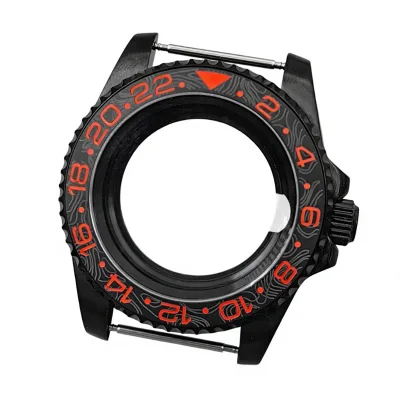 Black Stainless Steel 40mm Watch Case Red GMT Ceramic Bezel NH34 NH35 NH36 NH70 ETA2824 Miyota8215 Men's Accessories