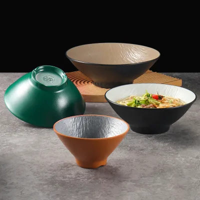 Stock Pho Bowl for Restaurant Melamine Deep Big Two Tone Japanese Style Sushi Melamine Kitchen Bowl Melamine