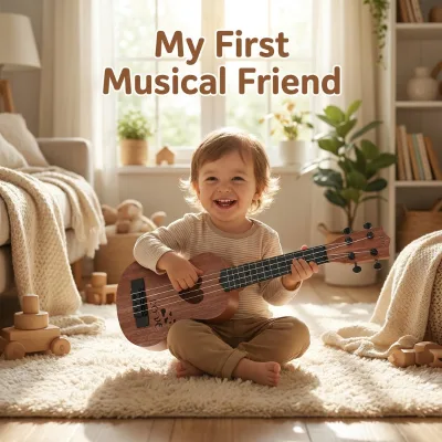Kids' Music Education Adorable Love Theme Child-Friendly Ukulele Four-string Mahogany Grain Ukulele with Heart Cutout