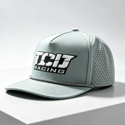 HS46 OEM Waterproof 5-Panel Flat Brim Cap 3D Embroidery Logo Eyelet Custom Unisex Racing Surf Outdoor Sports Hat