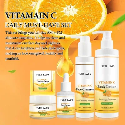Free Sample Facial Anti Acne Anti Aging Skin Care Set Natural Organic Vitamin C Cream Set Whitening Facial Serum