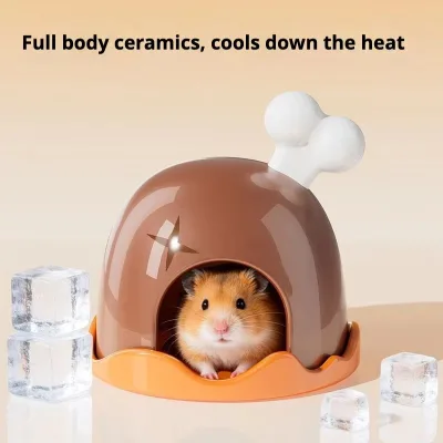 Ceramic Hamster Hideout Summer Cooling Ice House and Food Bowl Set