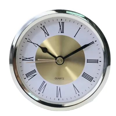 Simple Modern Style Clock Insert with Silver Frame Roman Numerals Mental Quartz Clock Fit-up