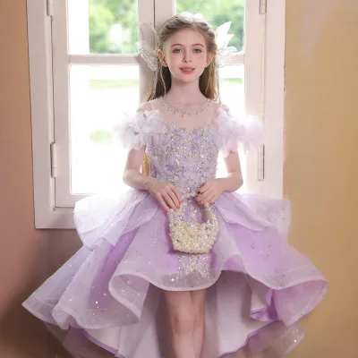 dream young lady light-Luxury Niche Host Evening wedding dress Girls Birthday Princess stage performance Bubble Dresses