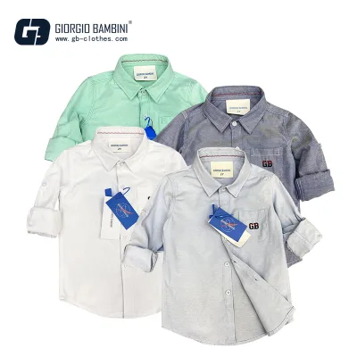 In Stock Cotton Boutique Wholesale Autumn Baby Boys Casual Kids Shirt Clothing Long Sleeve Shirts