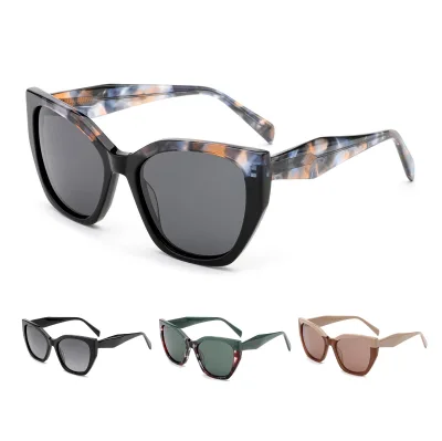 Retro Personality Large Frame Cat Eye Sun Shades Fashionable Women's High-end Handmade Acetate Polarized Sunglasses