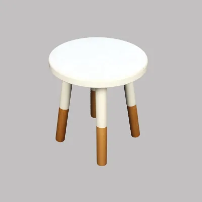 Handcrafted Round Solid Wood Stool , Shoe Changing Stool