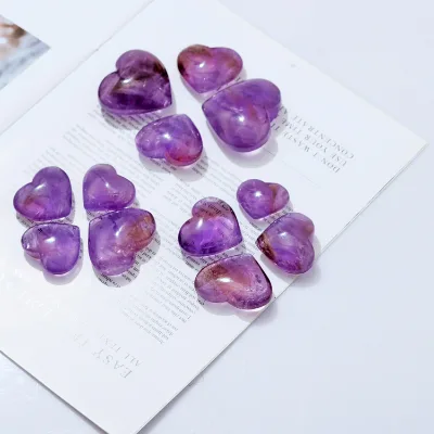 High Quality Natural Quartz Crystal Healing Stones Small Crystal Heart Shaped Amethyst