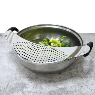 LMK041 Anti Leakage Baffle Strainer Leak Proof Pot Edge Strainer Anti Spill Drainage Board Stainless Steel Drainer