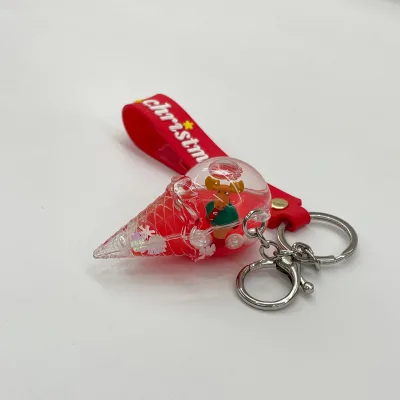 Wholesale Ice Cream Shape Red Liquid Keychain Custom Figure Christmas Reindeer for Christmas Gift to Friends Home Decoration