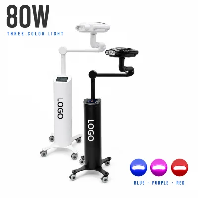 OEM Custom Logo 80W Three Color LED Touch Screen Floor Standing Adjustable Arm Teeth Whitening Machine