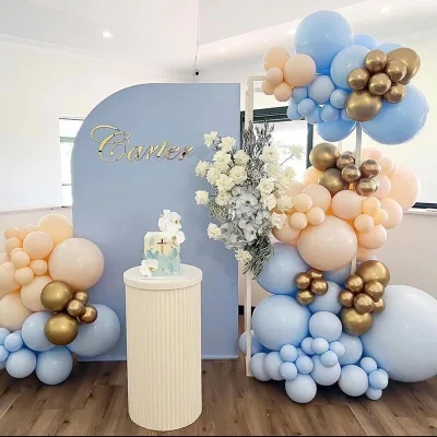 5X7ft Half Moon Chiara Arched Frame With Cover Sky Blue Backdrop Party Decoration