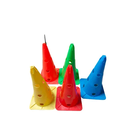 Durable PE Material 38cm Training Cone Multicolor Hollow Design Soccer Basketball Sports Agility Practice Marker Cone