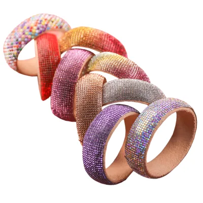 Wholesale Latest Handmade Exclusive Closed Design Full Rhinestone studded Bracelets for Belly Dance Performance Trendy Bangles