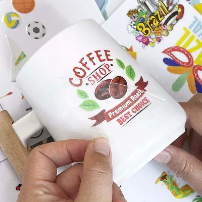 Customizable PVC Adhesive Vinyl Stickers UV DTF Transfer Printed Waterproof & Eco-Friendly for Cups Mugs Home Holiday Decor