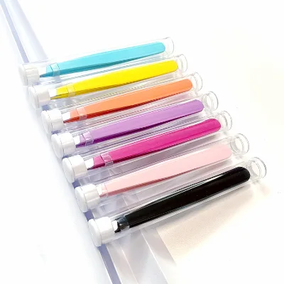 Custom Various Color Grip Stainless Steel Eyebrow Tweezers Professional Sharp Brow Tweezers Private Label