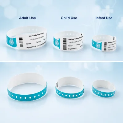 Snap Closure Direct Thermal Wristband Waterproof Medical Patient ID Wrist Band One Time Use for Hospital