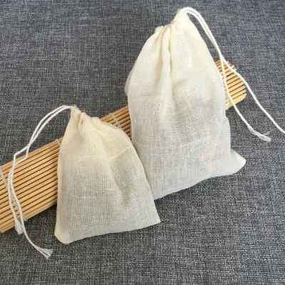 E1015 8*10cm High Quality Bath Tea Bags Drawstring Reusable Cotton Empty Tea Bag for Packaging