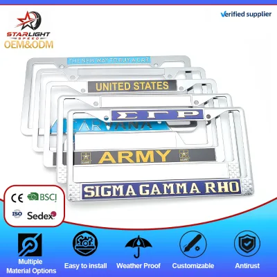 Customized Printing Logo License Plate Frame Zinc Chromium 32 * 26.5 cm Number Plate Cover C