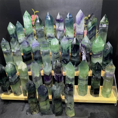 Spiritual Crystal Points Healing Fengshui Stones Natural Colorful Fluorite Points for Meditation