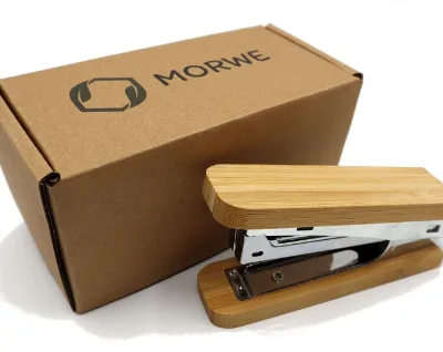 One Piece of Brown Eco Stationary Bamboo Stapler, Suitable for Offices and Students