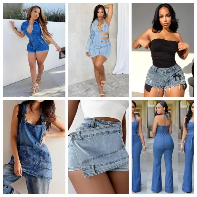 Wholesale Women's High Waisted Elastic Hip Lifting Slim Fit Jeans, Pencil Pants, Tight Jeans, Mixed and Randomly Shipped
