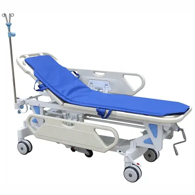 Emergency Patient Stretcher Trolley Manual Transfer Ambulance Transport Stretcher with Mattress