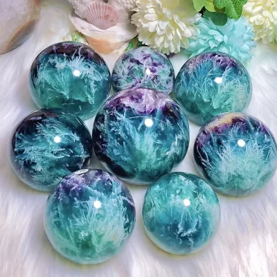 Natural Fluorite Magic Polished Sphere Crystal Therapy Crystal Ball fengshui Best Home Decor