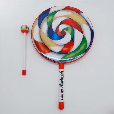 Percussion Instruments Hand Drum 6 Tambourine Jingles Plastic Lollipop Head