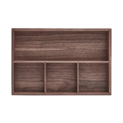 Wholesales Wooden Valet Tray Rectangular Premium Quality Construction Natural Wooden Desktop Organizer Holder