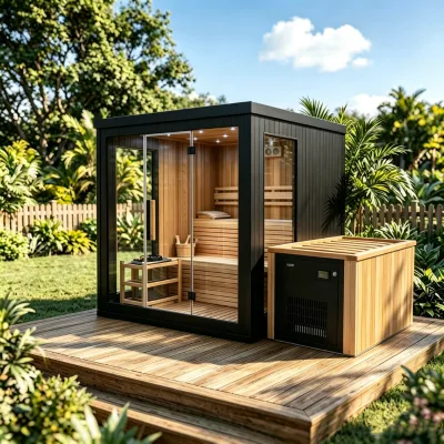 Outdoor square Sauna Room Rectangular Cold Tub Combination Installation Is Simple