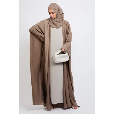 Wholesale Price Long Sleeve Fashionable Muslim Abaya Elegant Ladies' Plus Size Gulf Dresses Anti-Static Embossed for Hijab